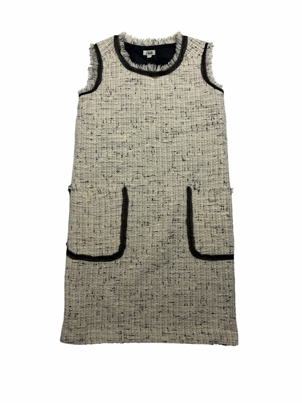 Beymen Club Tweed Appliqué Pocket Shift Dress Off-White 8